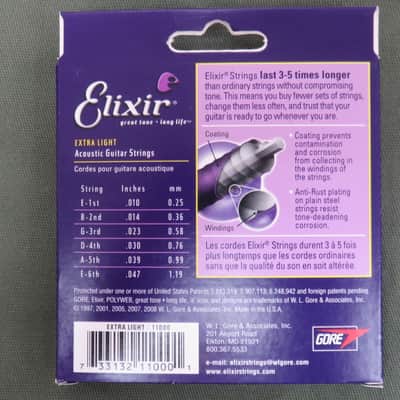 Elixir 11000 Polyweb 80/20 Bronze Acoustic Guitar Strings - Extra Light (10-47) 2010s - Standard image 4