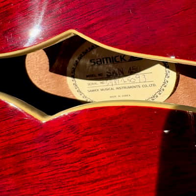 Samick Kingston SAN-450 1998 Cherry 335 W/HSC Semi-Hollow Guitar Artist Series image 6