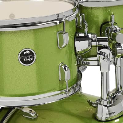 Pacific Drums Center Stage Complete Drumkit, 5 Drum Set, Electric Green Sparkle, 7x10, 8x12, 12x14 Floor, 14x20 Kick, 5x14 Snare (PDCE2015KTEL) image 2
