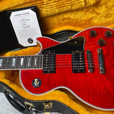 NEW! Gibson Dealer Select Custom Shop Les Paul Custom AAA Figured Flame Top - Transparent Red / Natural Back - Authorized Dealer - WOW! 9.5 lbs - G07455 image 16