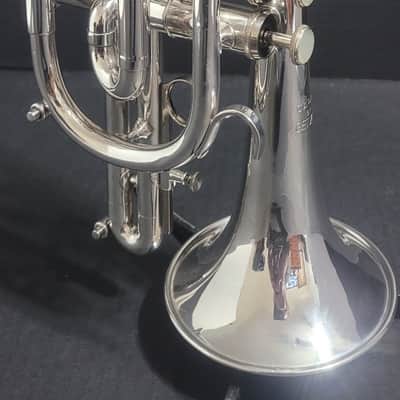 Getzen Capri 580S Cornet  ,2 Mouthpieces & soft case  .1980-1985 - Silver plated image 6