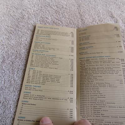 1968 Fender Price List Original Vintage Fender Price List W/Guitars Amps Parts & More Vintage 1968 image 4