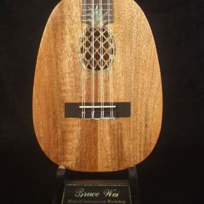Handmade 8 String Tenor Ukulele, Solid Mango, Zebra wood Pineapple, Abalone Inlay, Soft-bag, Bruce Wei UAW17-2119-1 image 8