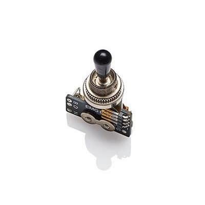 EMG 3Way Solderless CHROME GIBSON STYLE TOGGLE SWITCH B289 BLACK TIP ( SCRATCH ) image 3