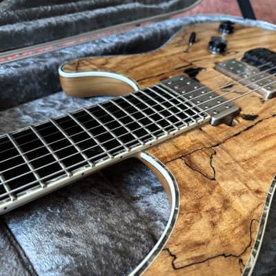 Mayones Regius 7 Spalted Maple 4a Trans Natural Satin 2018 - Trans Natural Satin image 6