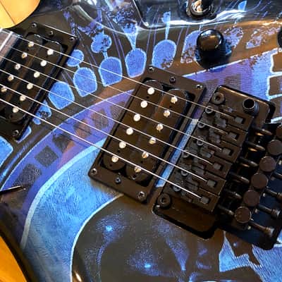 NEW DBZ Barchetta Neck Thru Electric Guitar- Floyd Rose-Trans Blue, Skull Gloss Korea image 6