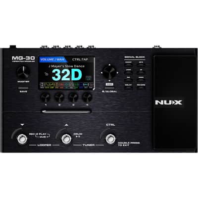 NUX MG30 Guitar Multi-Effects Pedal Guitar/Bass/Acoustic Amp Modeler Bundle with 2x Roxtone Premium Instrument Cables, 2x Flat Patch Cables, and 1x Levy’s Polypropylene Strap image 2