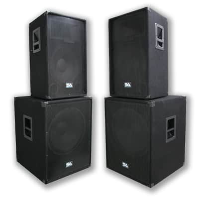 PAIR 15" PA/DJ Speakers & 2 18" Inch Subwoofer Cabs~NEW image 1