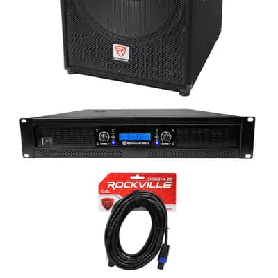 Rockville PBG18 18" 2000 Watt 8 Ohm Pro DJ PA Subwoofer Sub+Power Amplifier Amp image 1