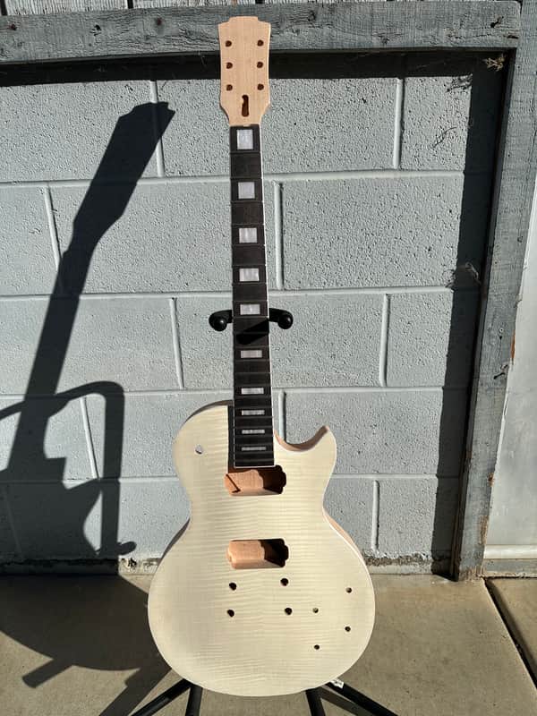DIY LP Style Guitar Kit Flame Maple Veneer/ Mahogany Body And Neck image 1
