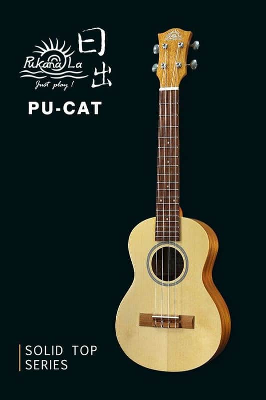 PukanaLa Model PU-CAT Solid Spruce top Series Tenor Size Ukulele w/ Gloss Finish image 1