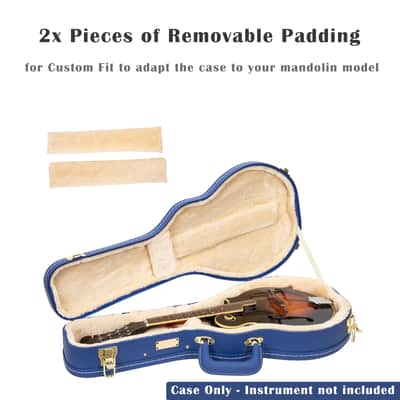 Crossrock Wooden F-Style Mandolin Case | Vibrant Blue Faux Leather, Stainless Steel, Latches, Storage Compartment – Designer Series (CRW520MFVB) image 5