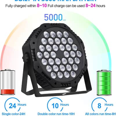 Rechargeable LED Par Can Lights, RGB Battery Powered Stage Uplights with Sound Activated Remote & DMX Control for Festival Event Wedding Bar Church image 3