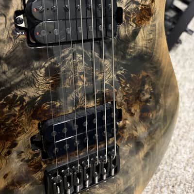 Mayones Duvell Elite 7 Lefty – Trans Dirty Natural / Matt Black Burst – Bare Knuckle Pickups image 3