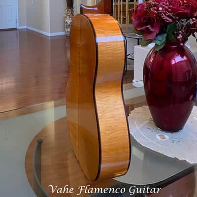 Vahe Flamenco Guitar , Curly Maple , French Polished Blanca image 5