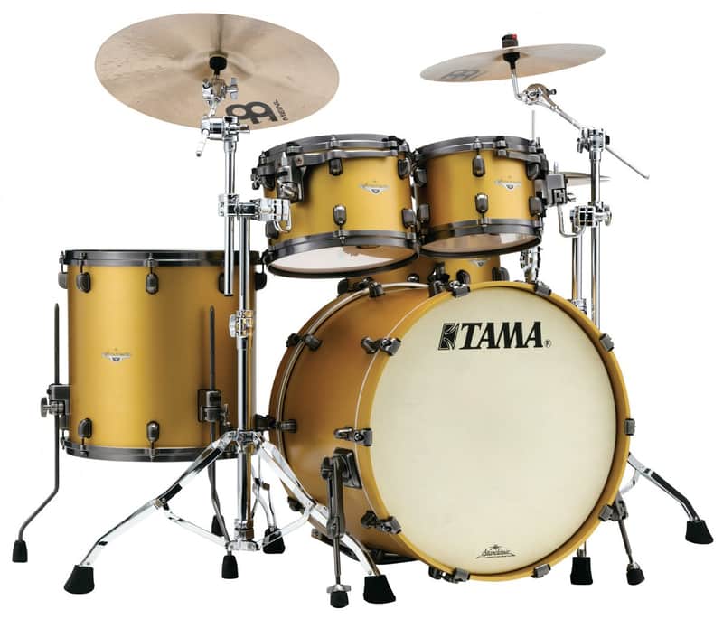 Tama MA42TZUS-SAM Starclassic Maple Lacquer Shell Kit 4 pcs - Satin Aztek Gold Metallic/Smoked Black Nickel HW image 1