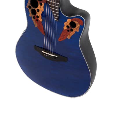Ovation Celebrity Elite Plus E-Acoustic Guitar CE44P-8TQ Blue Transparent Quilt (CE44P-8TQ-G) image 9