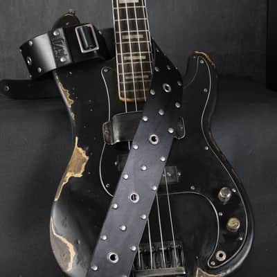 Studded Leather Guitar Strap. 47” to 54” Adjustable. 2.5” wide BLACK image 7