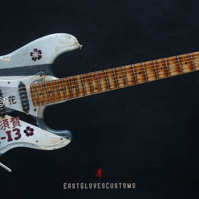 Fender Stratocaster Floyd Rose MXY-7 Ohka Cherry Blossom Kamikaze V3 in White Aged Relic (Rare 1of1) image 17
