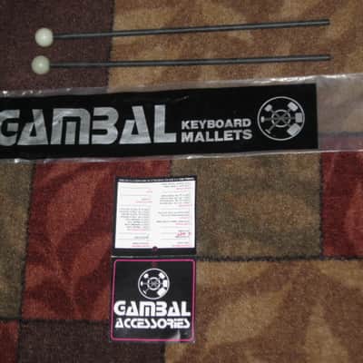 one (new old stock) pair Gambal Manufacturing GPN (UG13GPNXX) Bells, Xylophone Percussive Keyboard MALLETS, 1 inch White Hard Acrylic Ball Heads with Black Synthetic Shafts, with original packaging - from 1990s - early 2000s image 1