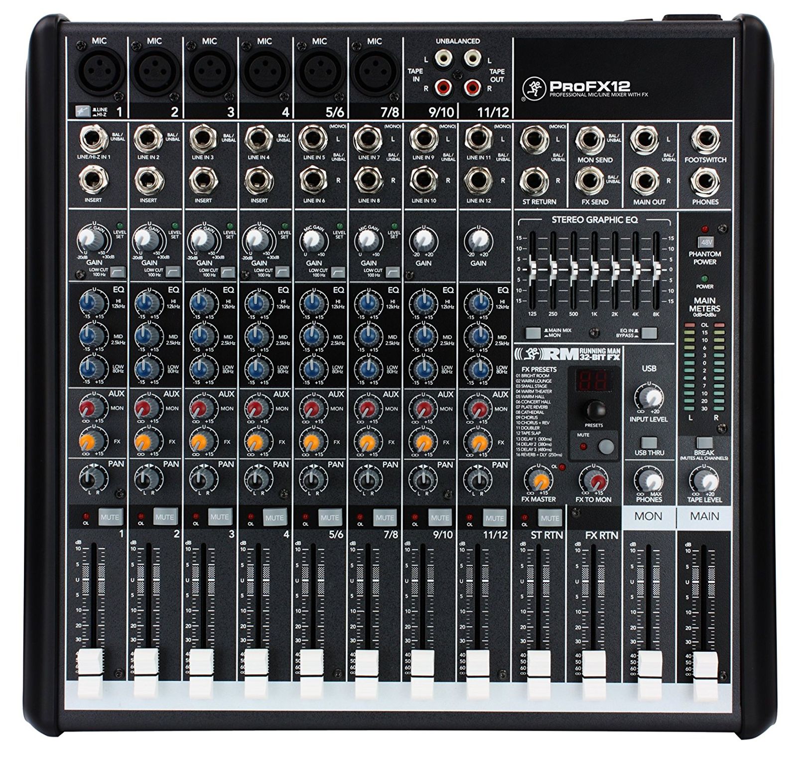 【極美品】MACKIE ProFX12 12チャンネルミキサー Mackie ProFX12 12-Channel Effects Mixer | Reverb