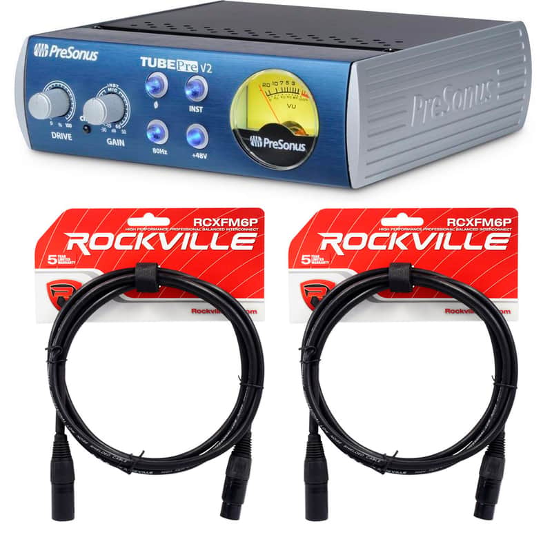Presonus TubePre V2 Vacuum Tube Preamp / DI Direct Box + (2) 6' XLR Cables image 1