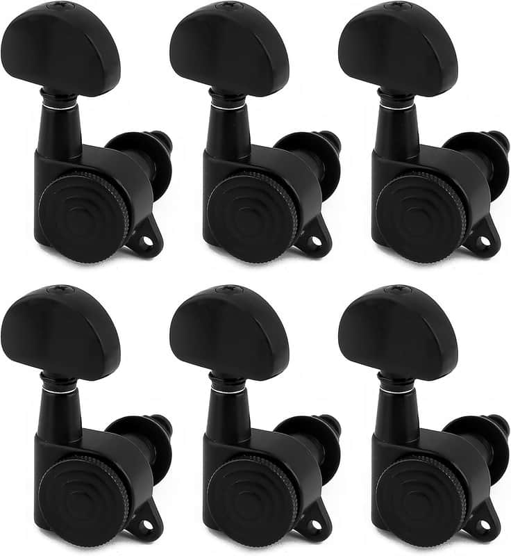 Locking Guitar String Tuning Pegs Sealed Machine Heads Tuners Tuning Keys 6 In Line for Right Handed Electric Guitar or Acoustic Guitar Half Round Head Black. image 1