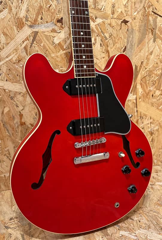 Pre Owned Gibson 2012 Memphis Custom Shop LTD ES-335 P90 - Satin Cherry, Gloss Top Inc. Case image 1