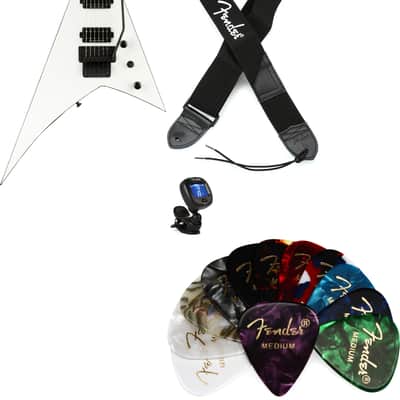 Jackson Pro Plus Series Rhoads Electric Guitar - Snow White  Bundle with Fender 2" Polyester Logo Strap - Black with White Logo... (4 Items) image 1