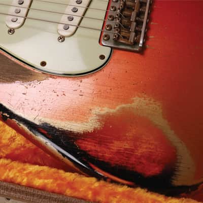 Fender 2021 Custom Shop Masterbuilt Dale Wilson '61 Stratocaster Heavy Relic in Melon Candy To Candy Apple Red Over 3-Tone Sunburst image 16