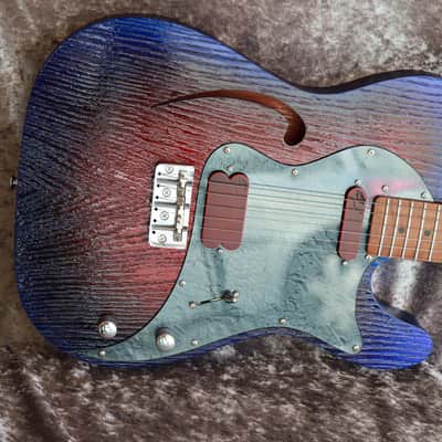 Build to Order GB Liuteria Traditional Tele Semi Hollow  red and blue image 4