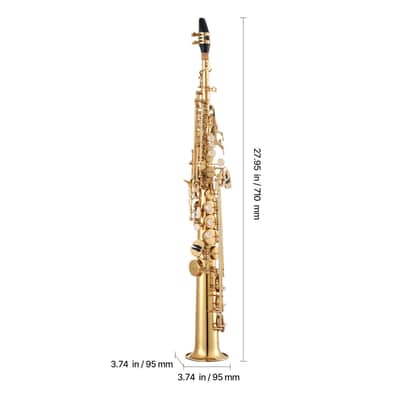 Gold Brass Straight Soprano Saxophone B Flat Sax with Case Straps Mouthpiece image 2