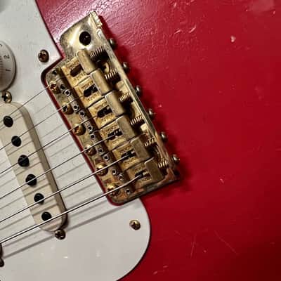 1956 Fender Stratocaster Masterbuilt By Dennis Galuszka Fiesta Red  Gold Hardware Journeyman Relic image 21