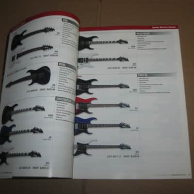 very lightly handed, near A+ genuine Ibanez 2013 Full Line Catalog (114 total pages) + a one page Amendments sheet (states "For Authorized Dealers Only") Color Pictures and B & W Text, Thin Quality Paper, Semi-Gloss Sheen, CATALOG - L: 11" x W: 8 & 1/4" image 10
