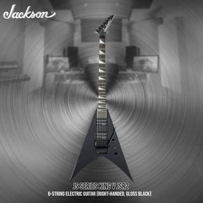 Jackson JS Series King V JSR2 6-String Electric Guitar (Right-Handed, Gloss Black) Bundle with Multi-Fit Gig Bag for Warrior, Kelly, King V, and Rhoads with 2 Exterior Pockets (Black) image 2