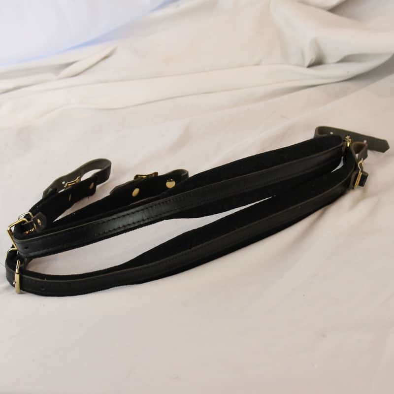 Black Leather Velour Gold Hardware Accordion Shoulder Straps & Extenders Width (5cm / 2in) Length ( 29.75" ~ 75.50cm / 32"~ 81.25cm) image 1