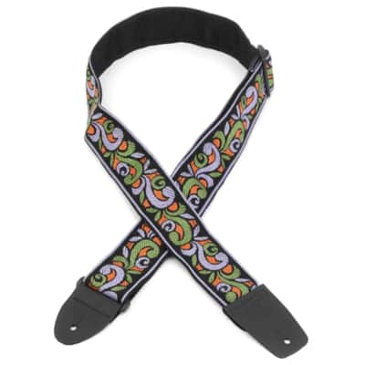 LM Retro-Style Jacquard Weave Guitar Strap - Purple Wah Wah image 1