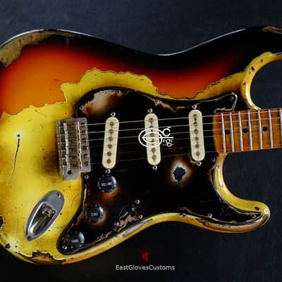 Fender Stratocaster TV Yellow/Sunburst  Heavy Aged Relic by East Gloves Customs (RARE) image 4