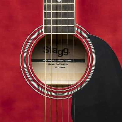 Stagg SA20D RED Dreadnought Basswood Top Nato Neck 6-String Acoustic Guitar - Red image 4