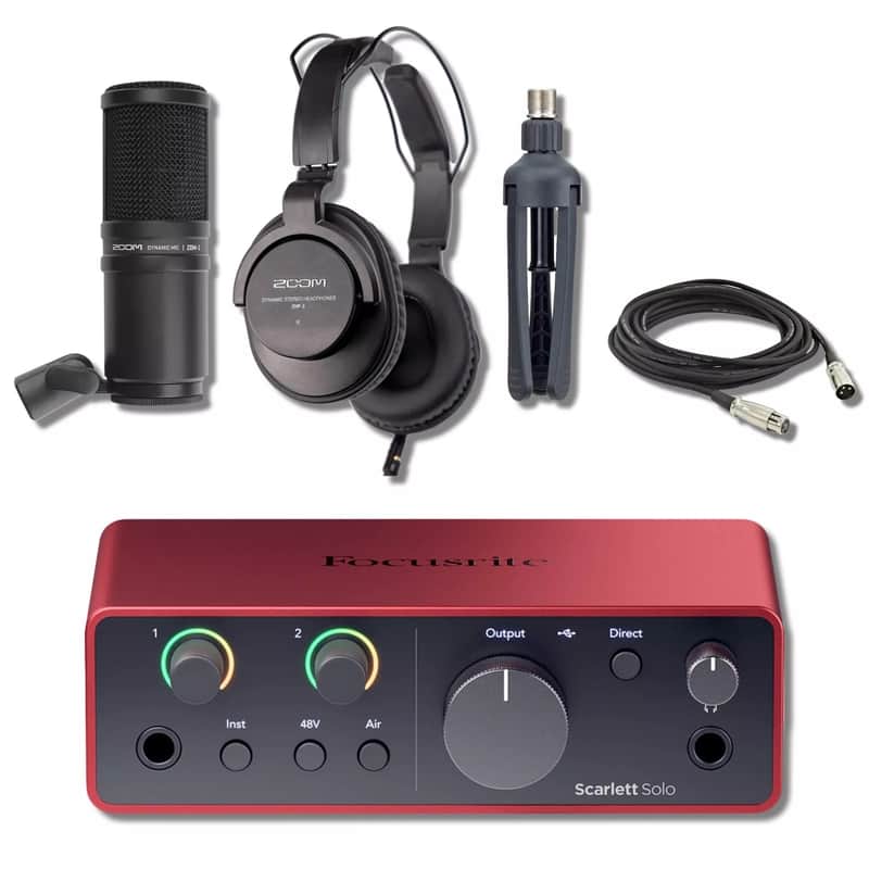 Focusrite Scarlett Solo 4th Gen USB-C Audio Interface + ZDM-1 Podcast Mic Pack image 1