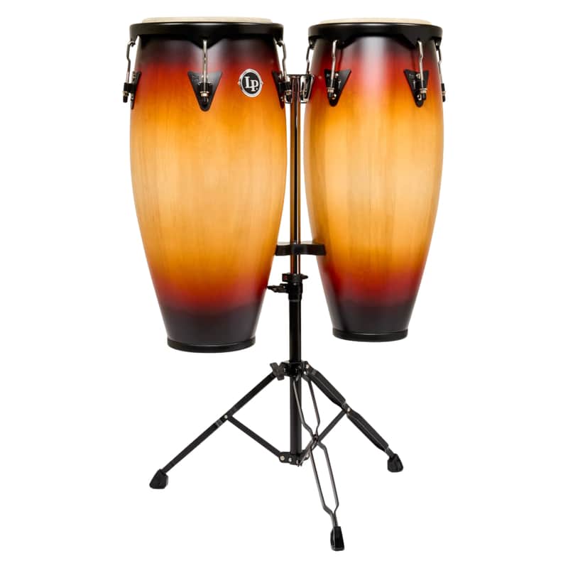 LP City II 10" and 11" Mango Wood Conga Set w/ Black Double Stand - Vintage Sunburst image 1