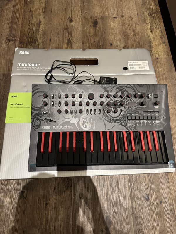 Korg Minilogue bass polyphonic analog synthesizer 2025 - Black and red image 1