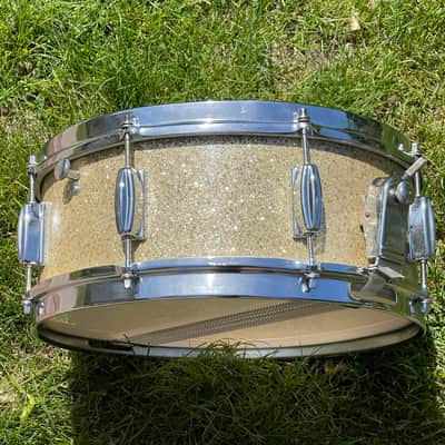 1960's MIJ 14" Gold/Silver Sparkle 5.5x14 Snare Drum Del Rey St. George image 9
