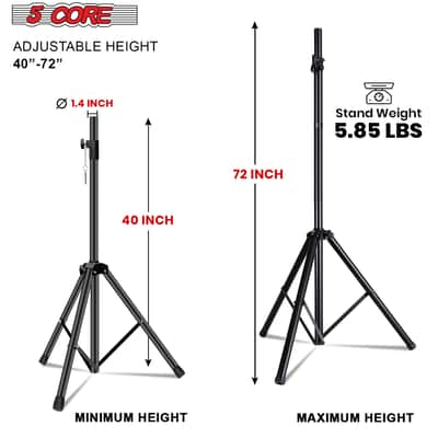 5 Core Speaker Stand Tripod Heavy Duty Adjustable 72" Universal Mount for PA DJ Studio image 10