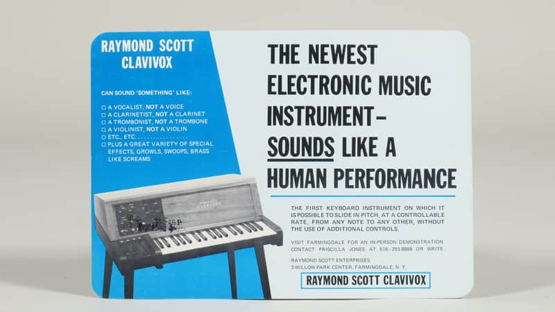 Raymond Scott Clavivox electronic performance instrument leaflet, addressed to Thomas L. Rhea image 1