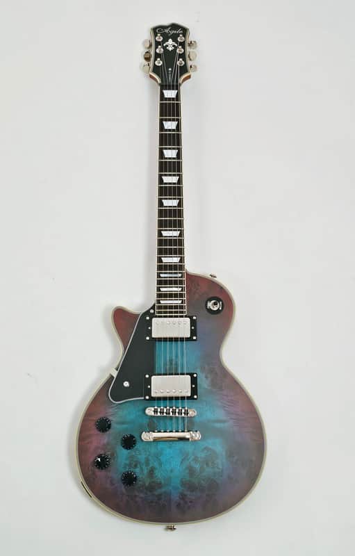 Agile AL-3200MCC Left Handed Satin Blue Purple Burl Electric Guitar image 1