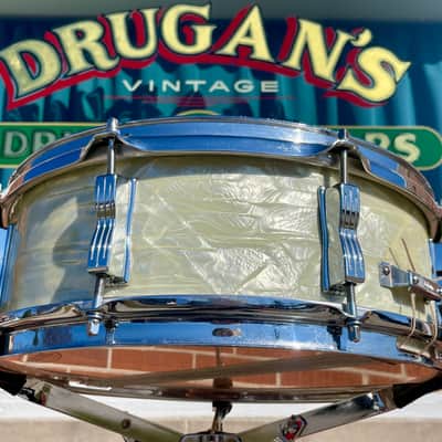 1960s Ludwig 5x14 Jazz Festival Snare Drum White Marine Pearl image 7