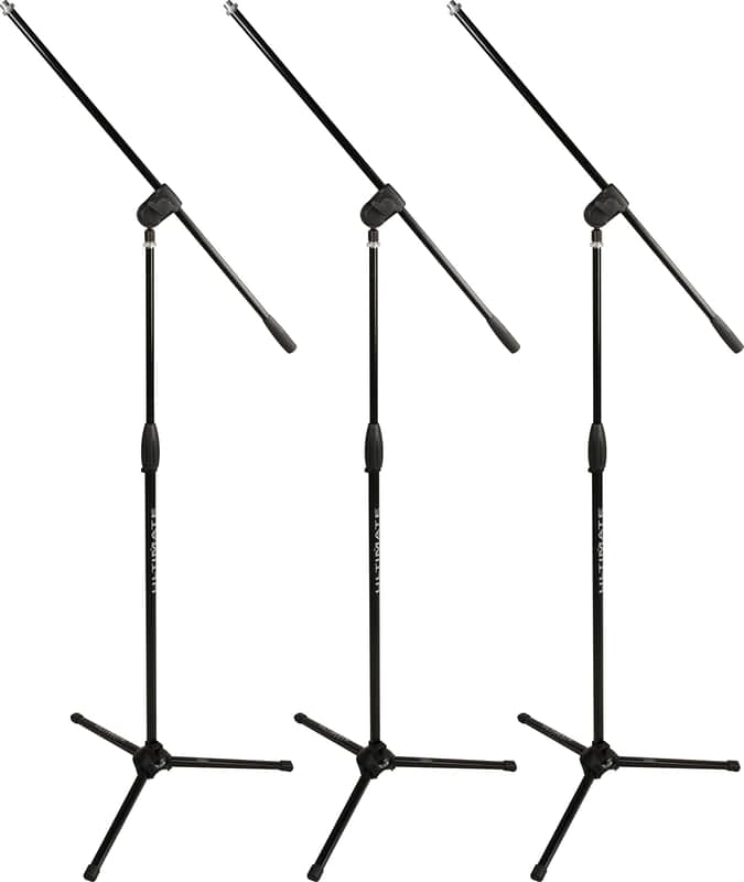 Ultimate Support MC-40B Pro 3-Pack Microphone Stand with Boom, Black image 1