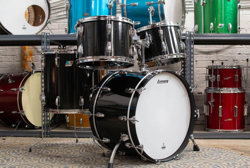 1980s Ludwig "Big Beat" Black Cortex Drum Kit image 1