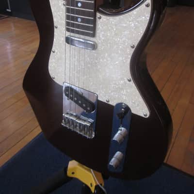 Lyon by Washburn LI38 Solid Body Electric Guitar Dark Brown w/ White Pearloid Pickguard image 9